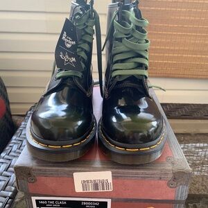 Dr.Martens 1460 The Clash Arcadia Leather Lace Up Boots Army Green